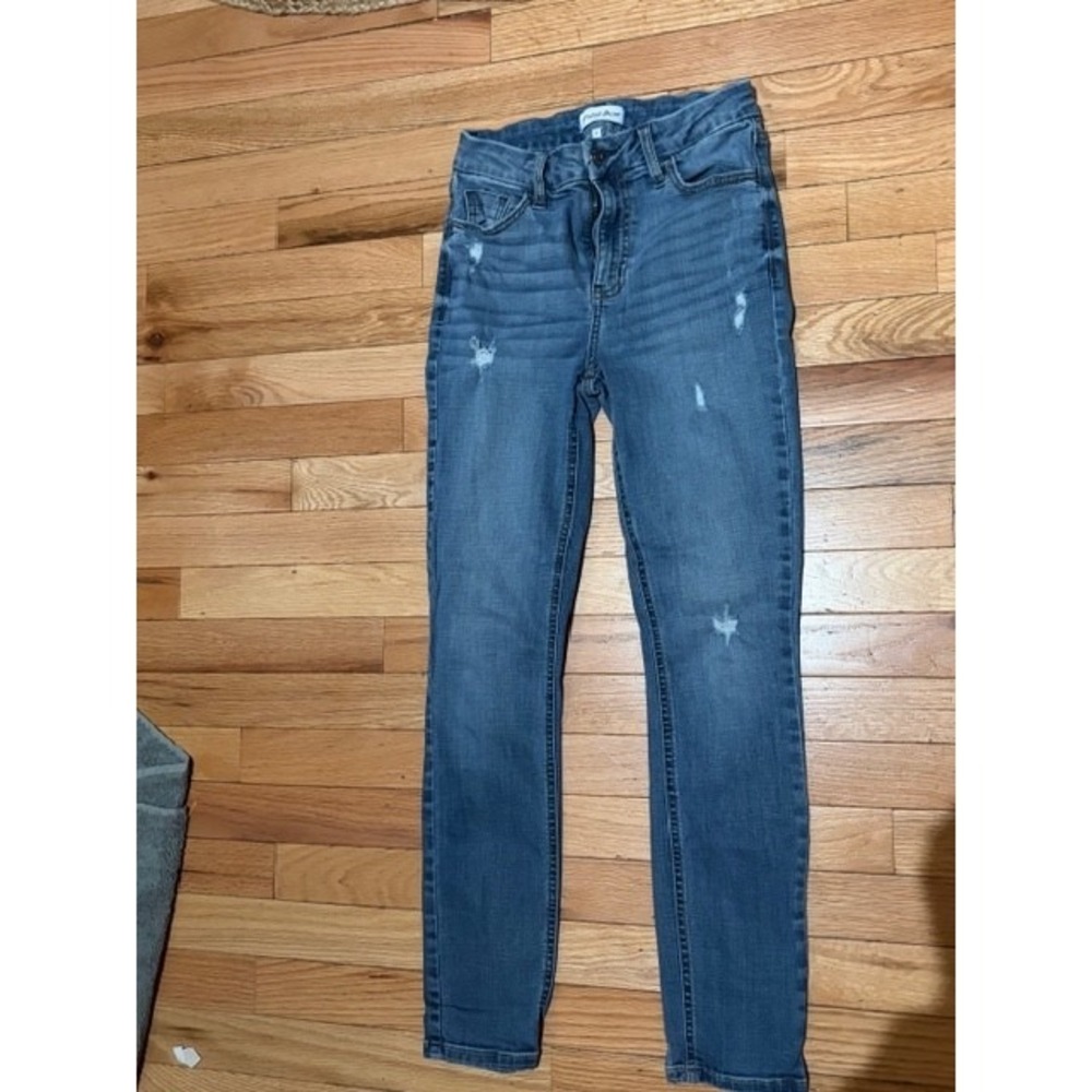 Studio Blue Womens Size 25 Distressed Skinny Pockets Whiskered Blue Jeans